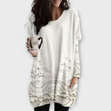 Riley - White Printed Jumper with Embroidery