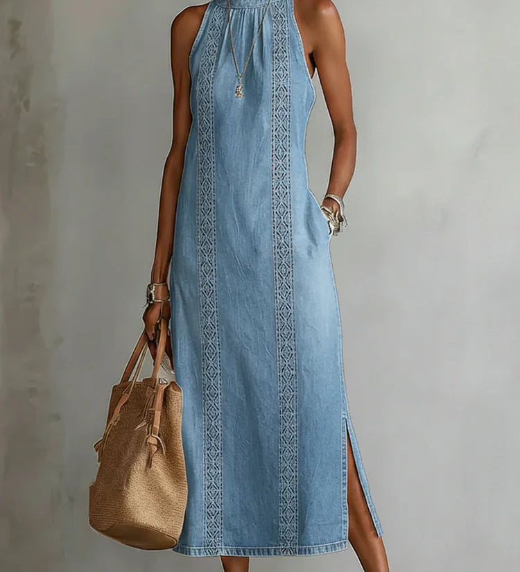 Soline | Denim Dress with Retro Lace