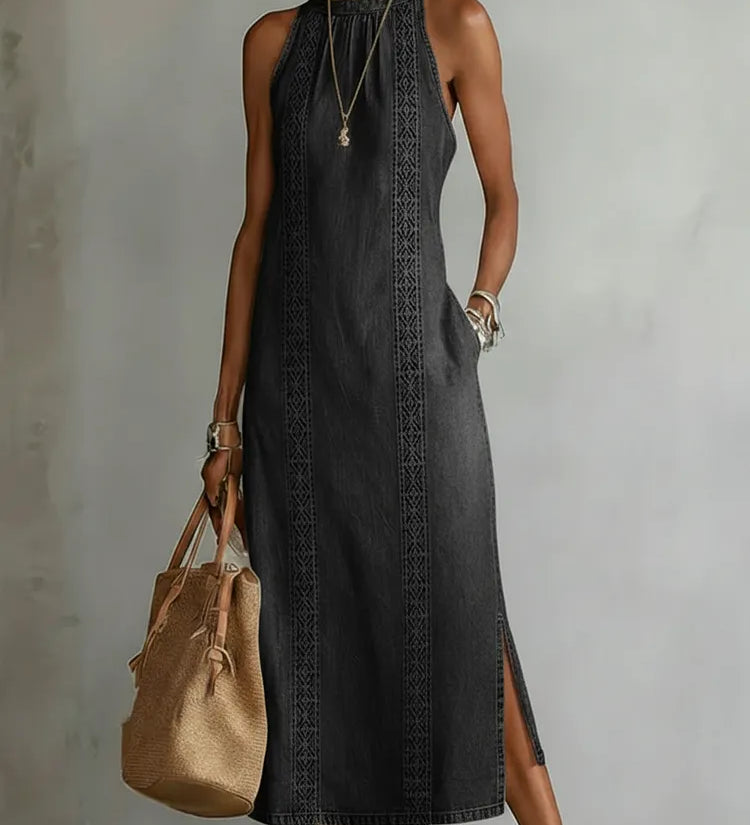 Soline | Denim Dress with Retro Lace