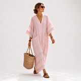 Soraya Caftan with Pink Stripes