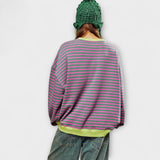 Mary - Lilac Striped Oversized Jumper