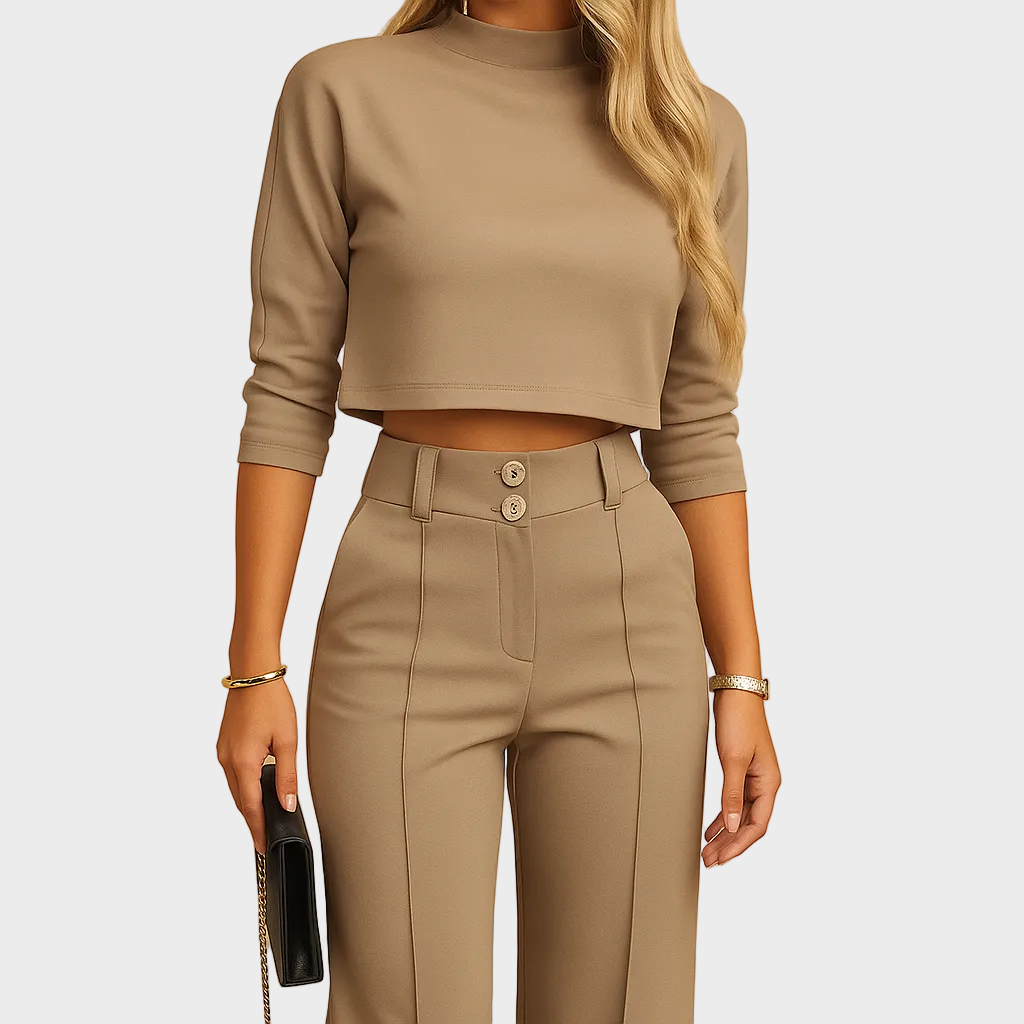 Mareen - Fitted Autumn Set with Top and Trousers for Women