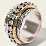 Vintage Gold and Silver Ring with Zirconia
