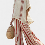 Vanessa - Elegant Red Striped Set