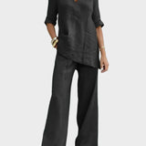 Susana - Two-Piece Set with Half-Sleeve Top and Straight Trousers