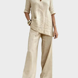 Susana - Two-Piece Set with Half-Sleeve Top and Straight Trousers