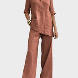 Susana - Two-Piece Set with Half-Sleeve Top and Straight Trousers