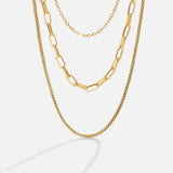 Joséphine – Three-row gold necklace with delicate links