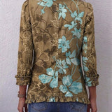 Lilia | Boho Gradient Vintage Floral Jacket with Ruffles