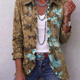 Lilia | Boho Gradient Vintage Floral Jacket with Ruffles