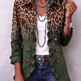 Emma | Ombre Ruffled Jacket with Leopard Print