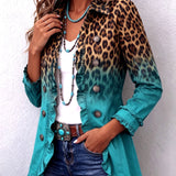 Emma | Ombre Ruffled Jacket with Leopard Print