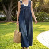 Capucine | Vintage Washed Denim Maxi Dress