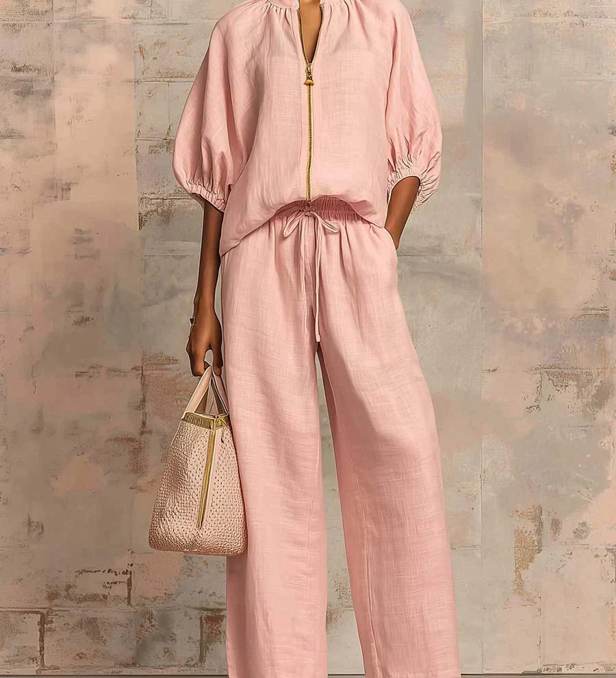 Alba | Two-Piece Set: Casual Shirt and Wide-Leg Trousers