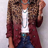 Emma | Ombre Ruffled Jacket with Leopard Print