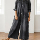 Anaïs | Vintage Denim Button-Up Jumpsuit