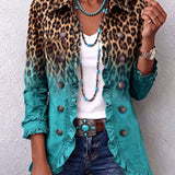 Emma | Ombre Ruffled Jacket with Leopard Print