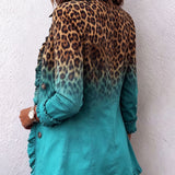 Emma | Ombre Ruffled Jacket with Leopard Print