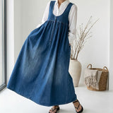 Capucine | Vintage Washed Denim Maxi Dress