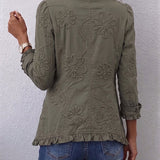 Olivia | Boho-Chic Floral Embroidered Utility Jacket with Ruffles