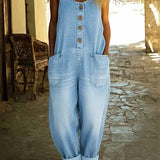 Lison | Vintage Washed Cotton Denim Dungarees