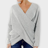 Heidi - Crossed Green Jumper with V-Neck